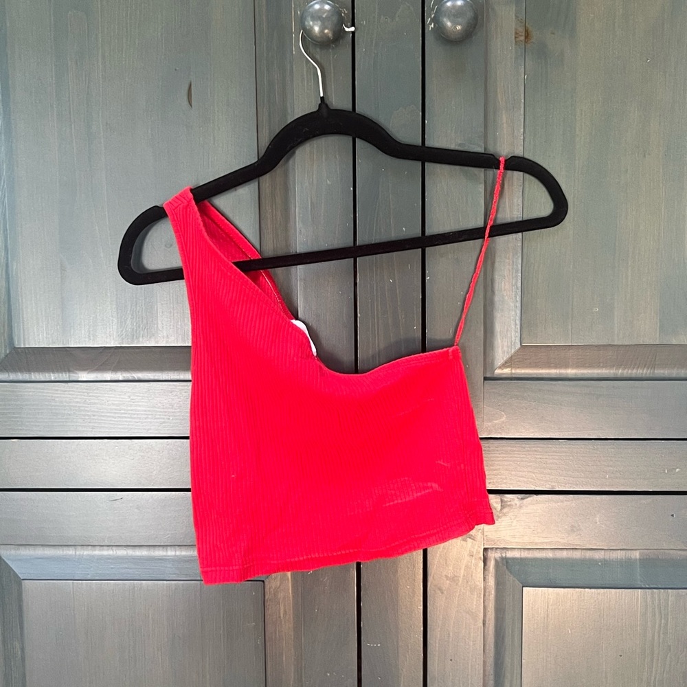 TOPSHOP red One-Shoulder Women's Top